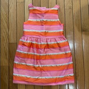 Janie and Jack Vibrant Orange and Pink Striped Satin Dress